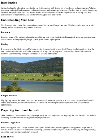Understanding the Process of Selling Land