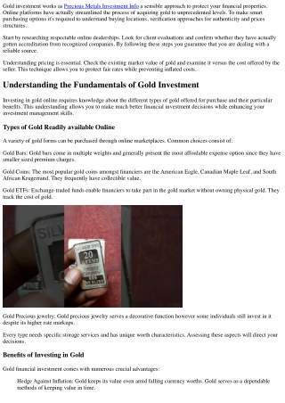 Online Gold Purchasing Tips for New Investors: Must-Know Advice for Secure Inves