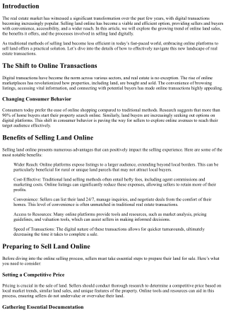 Sell Land Online: The Rise of Digital Real Estate Transactions