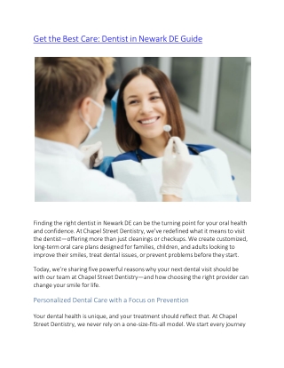 Get the Best Care Dentist in Newark DE Guide