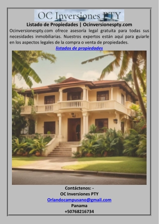 listado de propiedades ocinversionespty