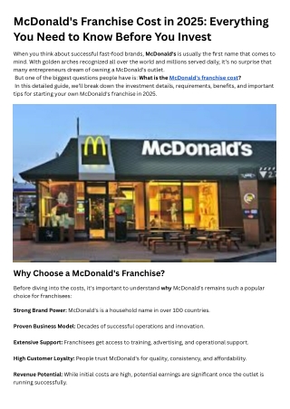 McDonald's Franchise Cost