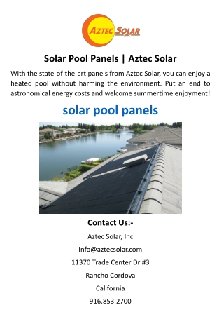Solar Pool Panels