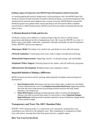 building a legacy of compassion how matw project