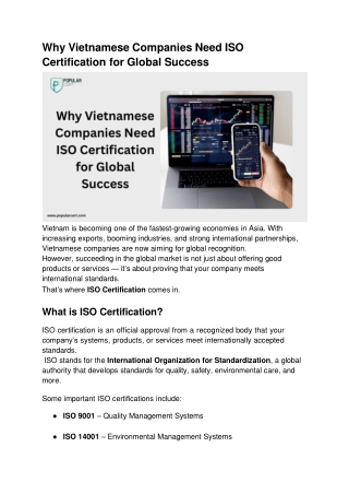 Why Vietnamese Companies Need ISO Certification for Global Success