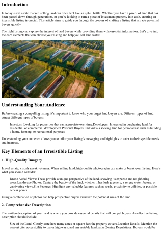 The Art of Crafting an Irresistible Listing to Sell Land Fast