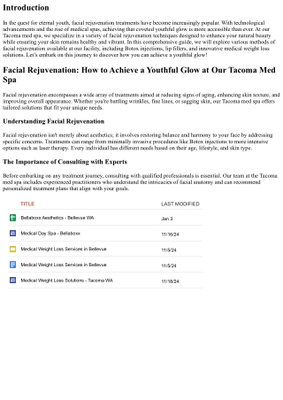Facial Rejuvenation: How to Achieve a Youthful Glow at Our Tacoma Med Spa