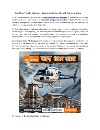 Char Dham Yatra by Helicopter – Experience Spiritual Bliss with Comfort and Ease