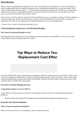 A Closer Look at Avalon’s Professional Roofing Services