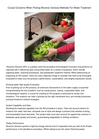 CrucialConcernsWhenPickingReverseOsmosisMethodsForWaterTreatment