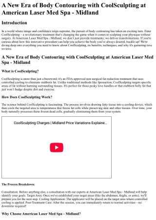 A New Era of Body Contouring with CoolSculpting at American Laser Med Spa - Midl
