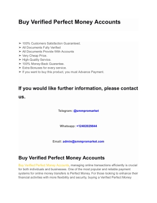 Buy Verified Perfect Money Accounts