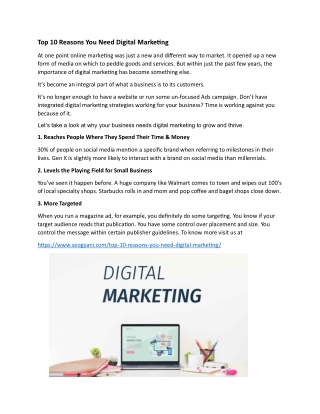 Top 10 Reasons You Need Digital Marketing