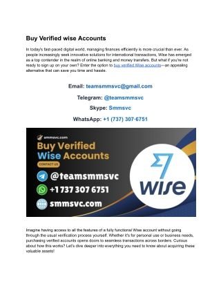 best 2 buy Verified Wise accounts for personal use