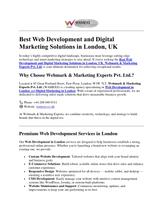 Best Web Development and Digital Marketing Solutions in London