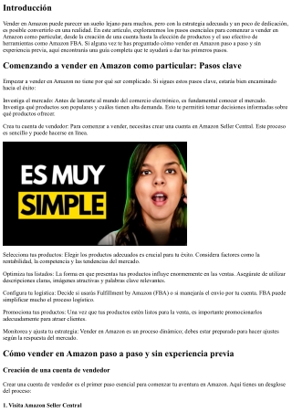 Comenzando a vender en Amazon como particular: Pasos clave