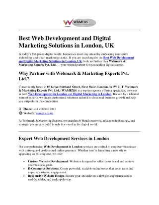 Best Web Development and Digital Marketing Solutions in London
