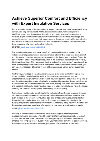 Achieve Superior Comfort and Efficiency with Expert Insulation Services