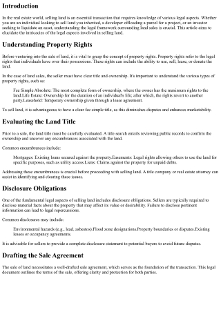 Understanding the Legal Aspects of Selling Land