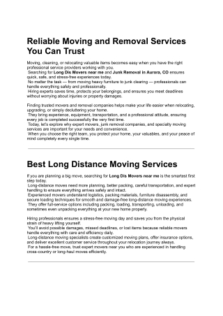 reliable moving and removal services you can trust