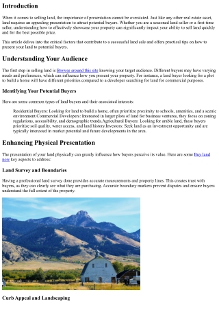 The Importance of Presentation When Selling Land