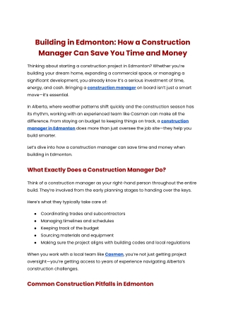 Building in Edmonton_ How a Construction Manager Can Save You Time and Money