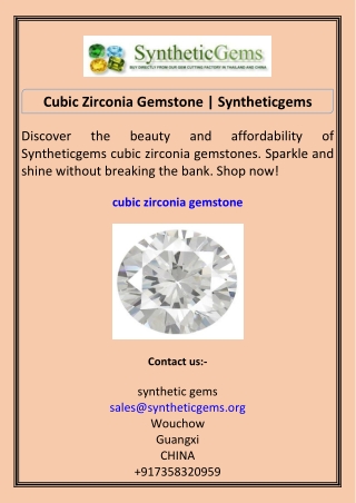 Cubic Zirconia Gemstone Syntheticgems