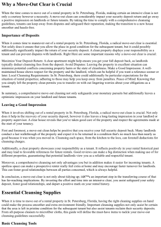 Move Out Cleansing Guidelines For Tenants In St Petersburg Florida