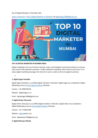 Top 10 Digital Marketer in Mumbai India