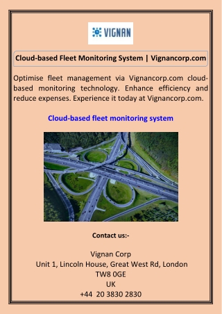 Cloud-based Fleet Monitoring System Vignancorp.com