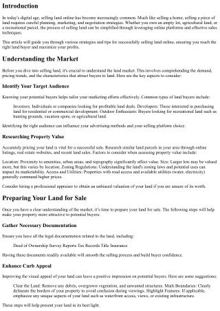 Selling Land Online: Tips for Success