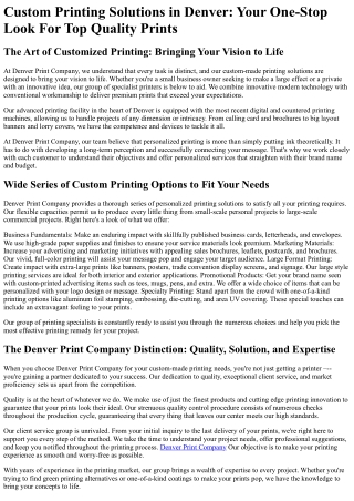 Denver Print Company