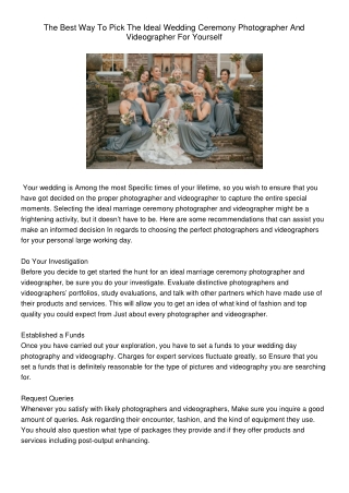 TheBestWayToPickTheIdealWeddingCeremonyPhotographerAndVideographerForYourself