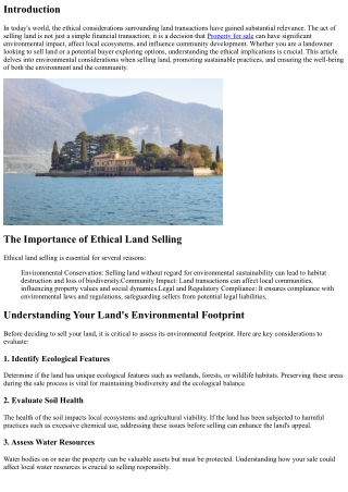 Sell Land Ethically: Environmental Considerations
