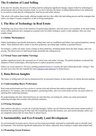 The Future of Selling Land: Trends to Watch
