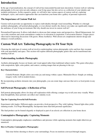 Custom Wall Art: Tailoring Photography to Fit Your Style