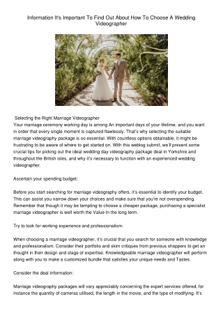 InformationItsImportantToFindOutAboutHowToChooseAWeddingVideographer