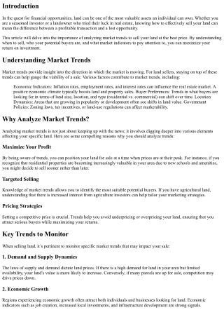 Analyzing Market Trends to Sell Your Land at the Best Price