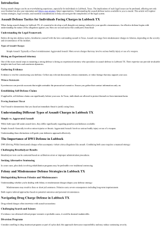 Assault Defense Tactics for Individuals Facing Charges in Lubbock