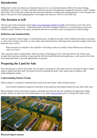The Emotional Journey of Selling Land