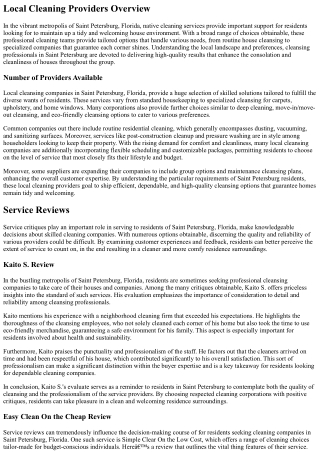 Professional Cleaning Recommendation For Residents In Saint Petersburg Florida