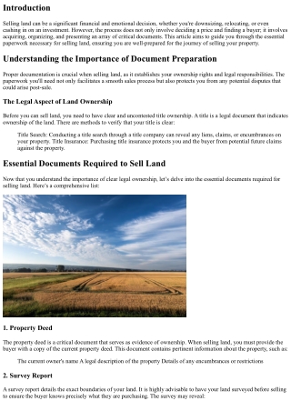 Navigating the Paperwork: Essential Documents for Selling Land