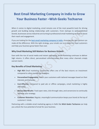 Best Email Marketing Company in India to Grow Your Business Faster