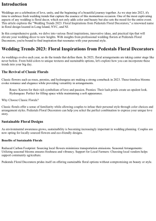 Wedding Trends 2023: Floral Inspirations from Pedestals Floral Decorators