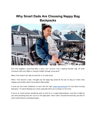 Why Smart Dads Are Choosing Nappy Bag Backpacks