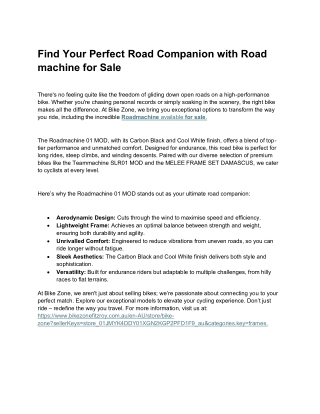 Find Your Perfect Road Companion with Road machine for Sale