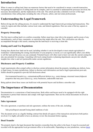 Navigating the Legal Aspects of Selling Land