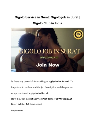 Gigolo Service in Surat_ Gigolo job in Surat _ Gigolo Club in India