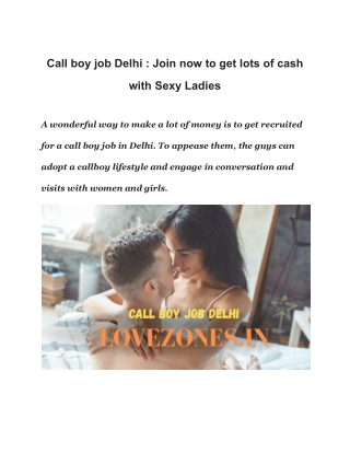 Call boy job Delhi _ Join now to get lots of cash with Sexy Ladies