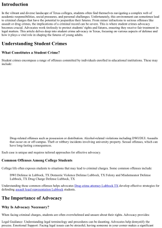 Student Crimes Advocacy: Protecting Futures at Texas Colleges